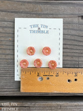 Load image into Gallery viewer, Antique Glass Buttons - 13mm Orange Metallic Floral Czech Glass Buttons - 1930s - Five