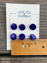 Load image into Gallery viewer, Antique Glass Buttons - 13mm Dark Blue Glass Buttons - 1930s - Six