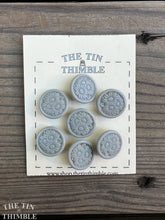 Load image into Gallery viewer, Antique Glass Buttons - 20mm Grey Floral Glass Buttons - 1930s - Seven