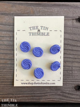 Load image into Gallery viewer, Antique Glass Buttons - 13mm Blue Swirl Glass Buttons - 1930s - Six