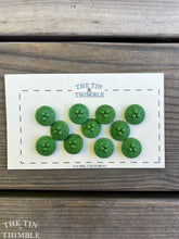 Load image into Gallery viewer, Antique Glass Buttons - 20mm Green Czech Glass Buttons - 1920s - Eleven