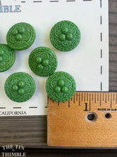Load image into Gallery viewer, Antique Glass Buttons - 20mm Green Czech Glass Buttons - 1920s - Eleven
