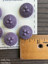 Load image into Gallery viewer, Antique Glass Buttons - 20mm and 13mm Czech Purple Glass Buttons - 1930s - Six of Each Size