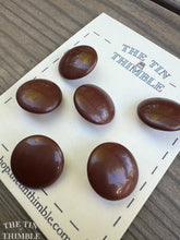 Load image into Gallery viewer, Antique Glass Buttons - 20mm Brown Smooth Glass Buttons - 1930s - Six