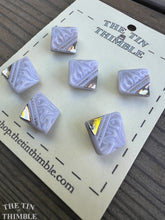 Load image into Gallery viewer, Metallic Antique Glass Buttons - 13mm White and Silver Czech Glass Buttons - 1920s - Six
