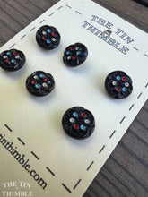 Load image into Gallery viewer, Antique Glass Buttons - Two Sizes Available - Black Czech Glass Buttons - 1920s - Four
