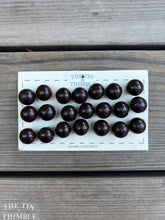 Load image into Gallery viewer, Vintage Wood Ball Buttons - 21 Buttons - 20mm or 1/2 Inch - Round Dark Brown Wood Buttons