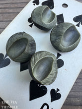 Load image into Gallery viewer, Vintage Dark Green Plastic Buttons - Card of Four - 20mm or 3/4 of an Inch