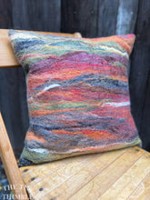 Load image into Gallery viewer, Handmade Wet Felted Pillow by Sharon Mansfield  - Wool & Silk Fibers with Envelope Back - Approximately 15" x 15"