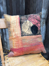 Load image into Gallery viewer, Handmade Wet Felted Pillow by Sharon Mansfield  - Wool & Silk Fibers with Envelope Back - Approximately 15" x 15"