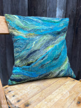 Load image into Gallery viewer, Handmade Wet Felted Pillow by Sharon Mansfield  - Wool & Silk Fibers with Envelope Back - Approximately 15" x 15"