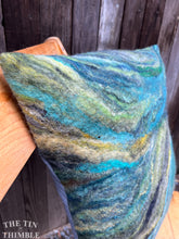 Load image into Gallery viewer, Handmade Wet Felted Pillow by Sharon Mansfield  - Wool & Silk Fibers with Envelope Back - Approximately 15" x 15"