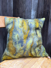 Load image into Gallery viewer, Handmade Wet Felted Pillow by Sharon Mansfield - Wool & Silk Fibers with Envelope Back - Approximately 15" x 15"