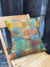 Load image into Gallery viewer, Handmade Wet Felted Pillow by Sharon Mansfield  - Wool & Silk Fibers with Envelope Back - Approximately 15" x 15"