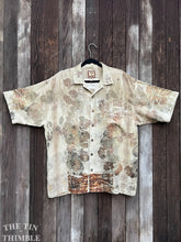Load image into Gallery viewer, Botanical Printed Shirt by Sharon Mansfield - Men's XL - Real Leaves Printed on Quality 100% Silk Shirt - Colorfast & Machine Washable