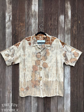 Load image into Gallery viewer, Botanical Printed Shirt by Sharon Mansfield - Men's XL - Real Leaves Printed on Quality 100% Silk Shirt - Colorfast & Machine Washable
