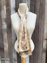 Load image into Gallery viewer, Botanical Printed Pure Silk Scarf by Sharon Mansfield  - Natural Leaves Printed on Luxurious Shiny Silk - Colorfast & Washable