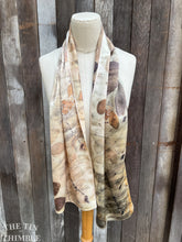 Load image into Gallery viewer, Botanical Printed Pure Silk Scarf by Sharon Mansfield  - Natural Leaves Printed on Luxurious Shiny Silk - Colorfast & Washable