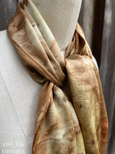 Load image into Gallery viewer, Botanical Printed Pure Silk Scarf by Sharon Mansfield - Natural Leaves Printed on Luxurious Shiny Silk - Colorfast & Washable