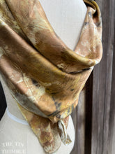 Load image into Gallery viewer, Botanical Printed Pure Silk Scarf by Sharon Mansfield  - Natural Leaves Printed on Luxurious Shiny Silk - Colorfast & Washable