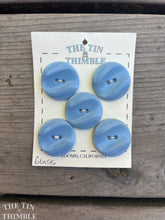 Load image into Gallery viewer, Authentic Vintage Sky Blue Glass Buttons - Card of 5 - 26mm or 1 Inch