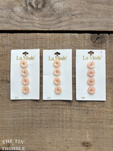Load image into Gallery viewer, Vintage Plastic Peach Buttons - Card of 4 - 11mm (1/2 inch) - On Original La Mode Card