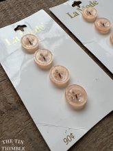 Load image into Gallery viewer, Vintage Plastic Peach Buttons - Card of 4 - 11mm (1/2 inch) - On Original La Mode Card