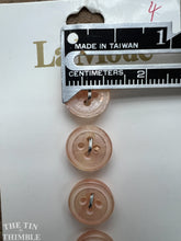 Load image into Gallery viewer, Vintage Plastic Peach Buttons - Card of 4 - 11mm (1/2 inch) - On Original La Mode Card
