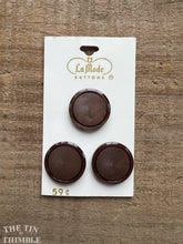 Load image into Gallery viewer, Vintage Brown Plastic Buttons - Card of 3 - 21mm (7/8 inch)- on Original La Mode Brand Card