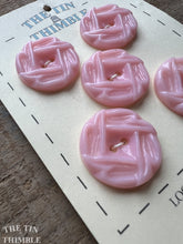 Load image into Gallery viewer, Vintage Pink Plastic Buttons - Card of 5 - 22mm (7/8 inch) - Textured Plastic Buttons