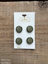 Load image into Gallery viewer, Vintage Dark Green Plastic Buttons - Card of 4 - 15mm (5/8 inch)