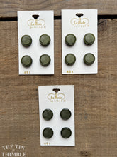 Load image into Gallery viewer, Vintage Dark Green Plastic Buttons - Card of 4 - 15mm (5/8 inch)