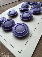 Load image into Gallery viewer, Vintage Purple Plastic Buttons - Card of 12 - 21mm (7/8 inch)