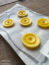 Load image into Gallery viewer, Vintage Yellow Plastic Buttons - Card of Five - 20mm (3/4 inch)