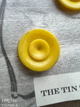 Load image into Gallery viewer, Vintage Yellow Plastic Buttons - Card of Five - 20mm (3/4 inch)