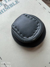Load image into Gallery viewer, Vintage Plastic Faux Leather Flap Button - Single Button with Shank Back - Dark Gray - 30mm (1 1/8 Inch)