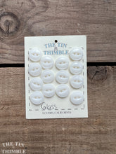 Load image into Gallery viewer, Vintage Glass Shirt Buttons - Set of 14 White Glass Buttons - 15mm (5/8 Inch)