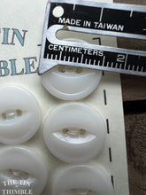 Load image into Gallery viewer, Vintage Glass Shirt Buttons - Set of 14 White Glass Buttons - 15mm (5/8 Inch)