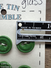 Load image into Gallery viewer, Vintage Glass Shirt Buttons - Set of 6 Green Glass Buttons - 15mm (5/8 Inch)