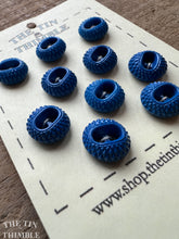 Load image into Gallery viewer, Vintage Cobalt Blue Unique Plastic Buttons - 12mm (1/2 Inch) - Set of 10 Diamond Texture Blue Buttons