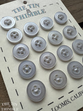 Load image into Gallery viewer, Vintage Pale Blue Gray Plastic Shirt Buttons - 11mm (1/2 Inch) - Set of 17 -  Smooth Classic Plastic 4-Hole Buttons