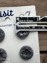 Load image into Gallery viewer, Vintage "Exquisit" Brand Gray Plastic Buttons - 15mm (5/8 Inch) - Set of 6 - Star Buttons