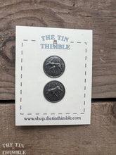 Load image into Gallery viewer, Vintage Norwegian Pewter Moose Buttons - Scandinavian Silver Button for Sweaters and Knitwear - 20mm