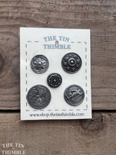 Load image into Gallery viewer, Vintage Norwegian Pewter Buttons - Scandinavian Silver Button for Sweaters and Knitwear - Set of 6