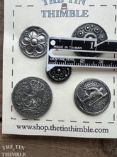 Load image into Gallery viewer, Vintage Norwegian Pewter Buttons - Scandinavian Silver Button for Sweaters and Knitwear - Set of 6