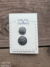 Load image into Gallery viewer, Vintage Norwegian Pewter Buttons - Scandinavian Silver Buttons for Sweaters and Knitwear - Set of 2