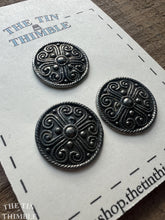 Load image into Gallery viewer, Vintage Norwegian Pewter Buttons - Scandinavian Silver Buttons for Sweaters and Knitwear - Set of 3