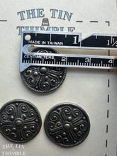 Load image into Gallery viewer, Vintage Norwegian Pewter Buttons - Scandinavian Silver Buttons for Sweaters and Knitwear - Set of 3