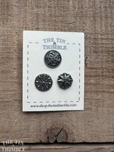 Load image into Gallery viewer, Norwegian Pewter Buttons - Vintage Scandinavian Silver Buttons for Sweaters and Knitwear - 20mm