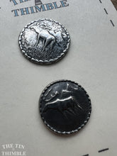Load image into Gallery viewer, Norwegian Pewter Reindeer Buttons - Vintage Scandinavian Silver Buttons for Sweaters and Knitwear - 20mm